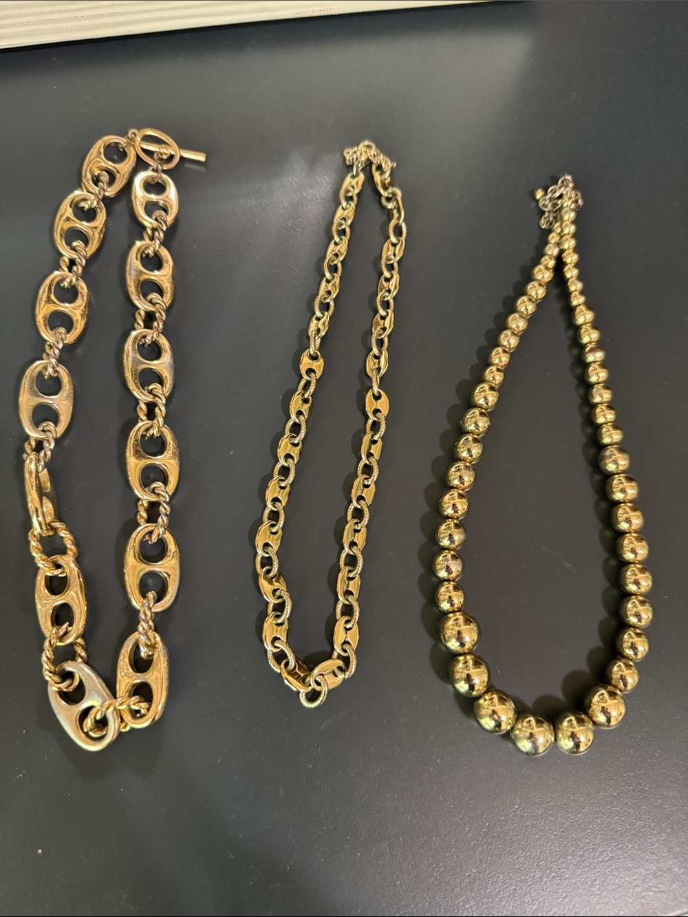 Gold-Tone Chain Necklace bundle- Classic Link & Bead Styles